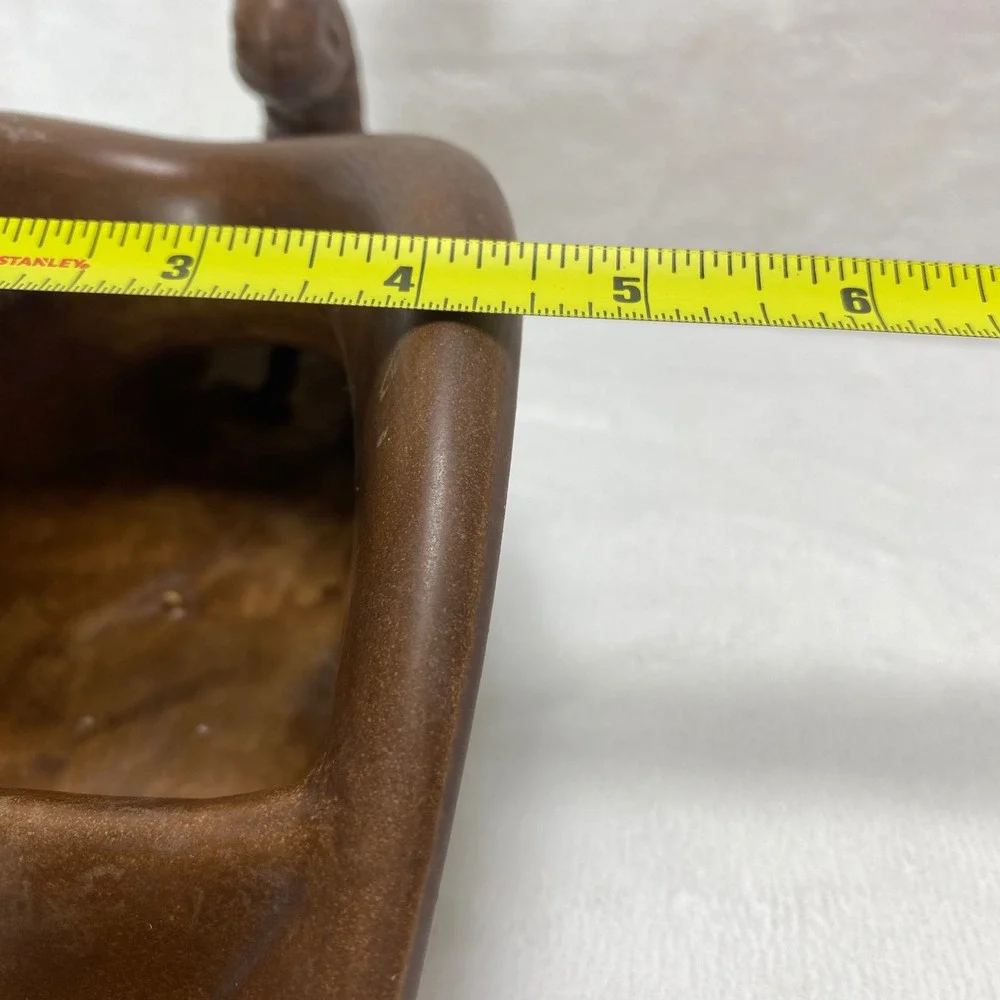 VTG Brown Ceramic Cornucopia Horn of Plenty‎ Vase Planter Table Decor D475